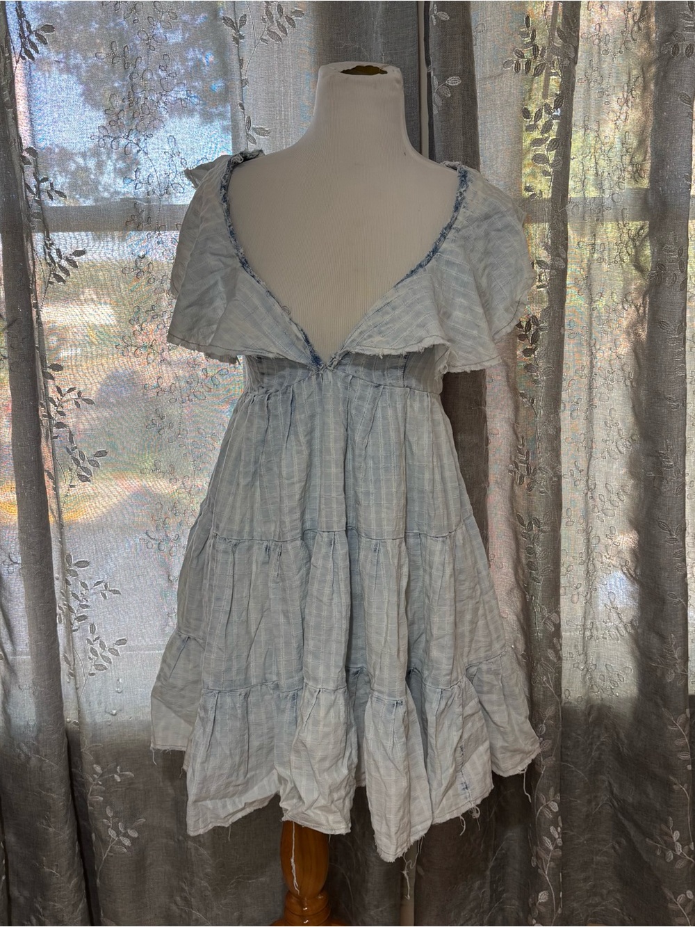 FREE PEOPLE STRIPED TIERED BABYDOLL MINI DRESS size medium